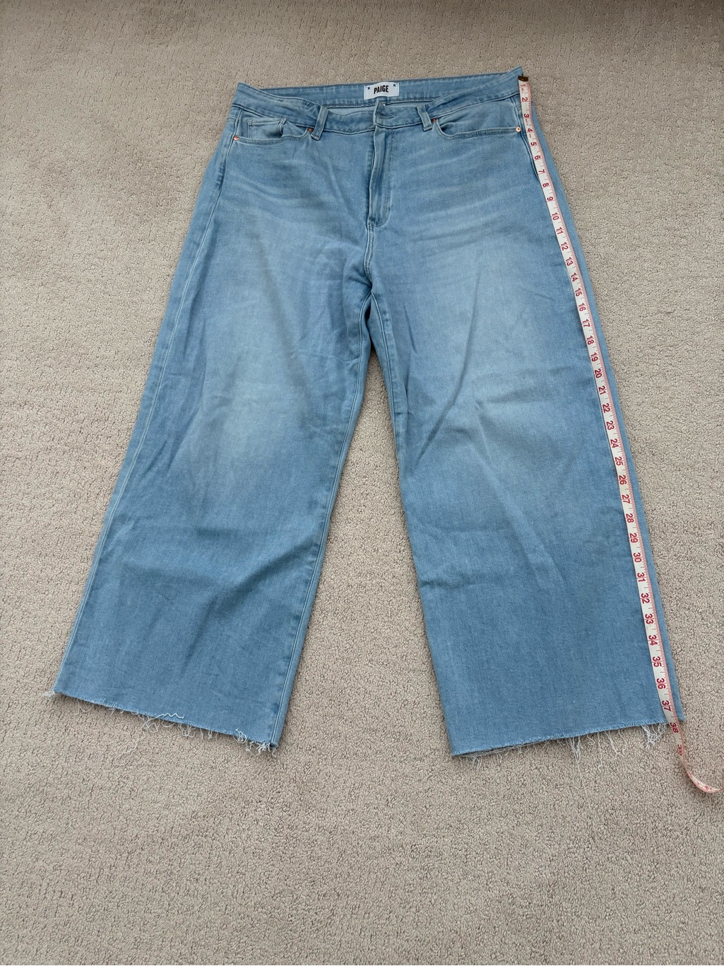 Paige Anessa Light Blue Wide-Leg Cropped Jeans Sz 34 Waist
